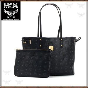 MCM REVERSIBLE BLACK TOTE WITH PURSE